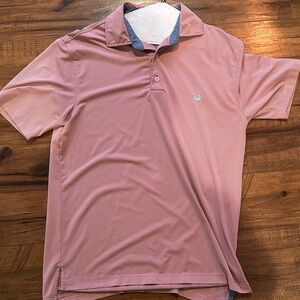 Southern Marsh Pink Micro-Striped Polo with Contrast Collar